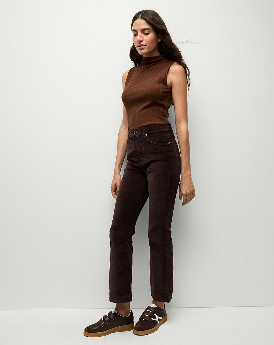 Velvet Kick-Flare Pants High-Rise Slim Fit | Carson
