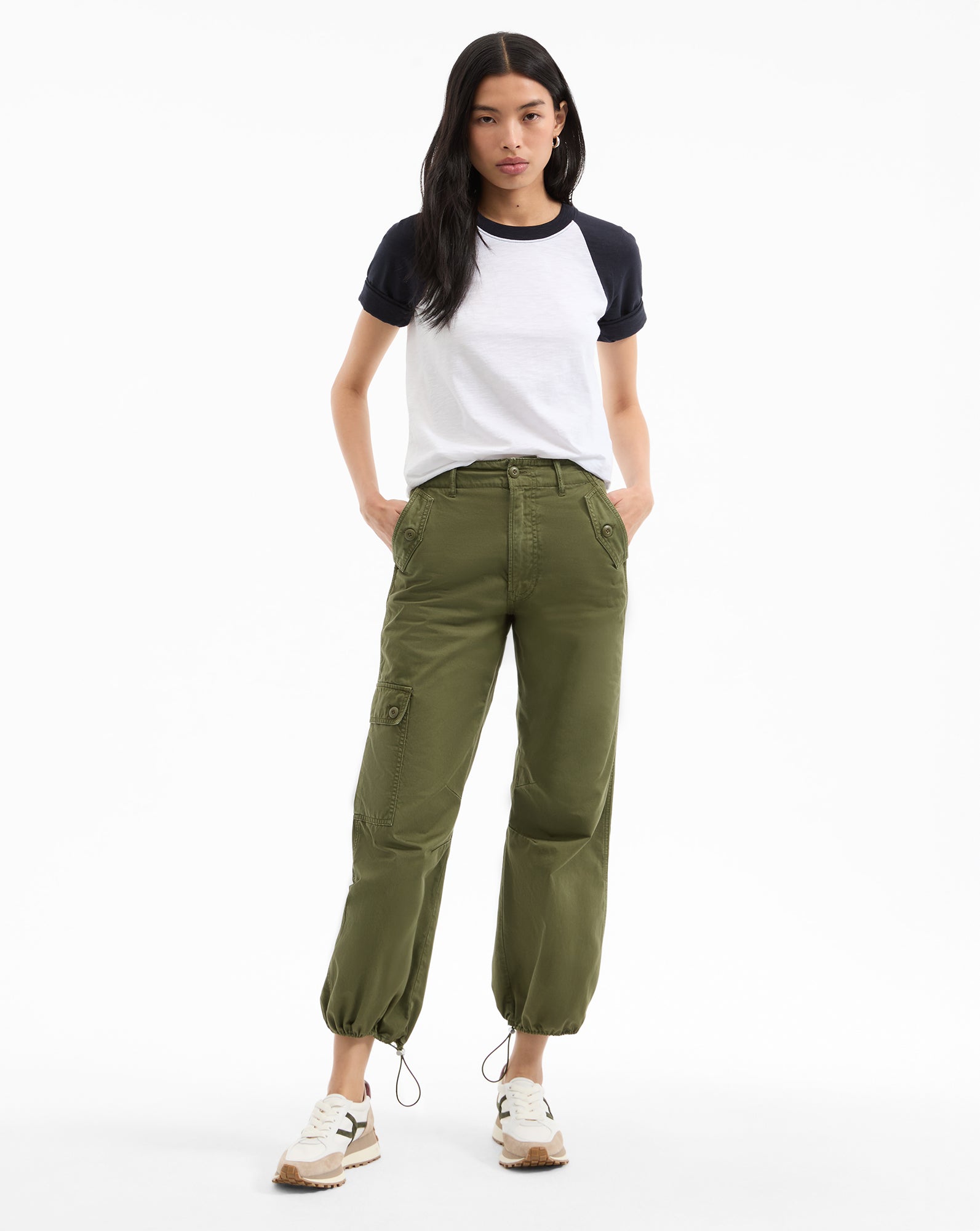 High-Waisted Cotton Parachute Pants for Women | Mandy