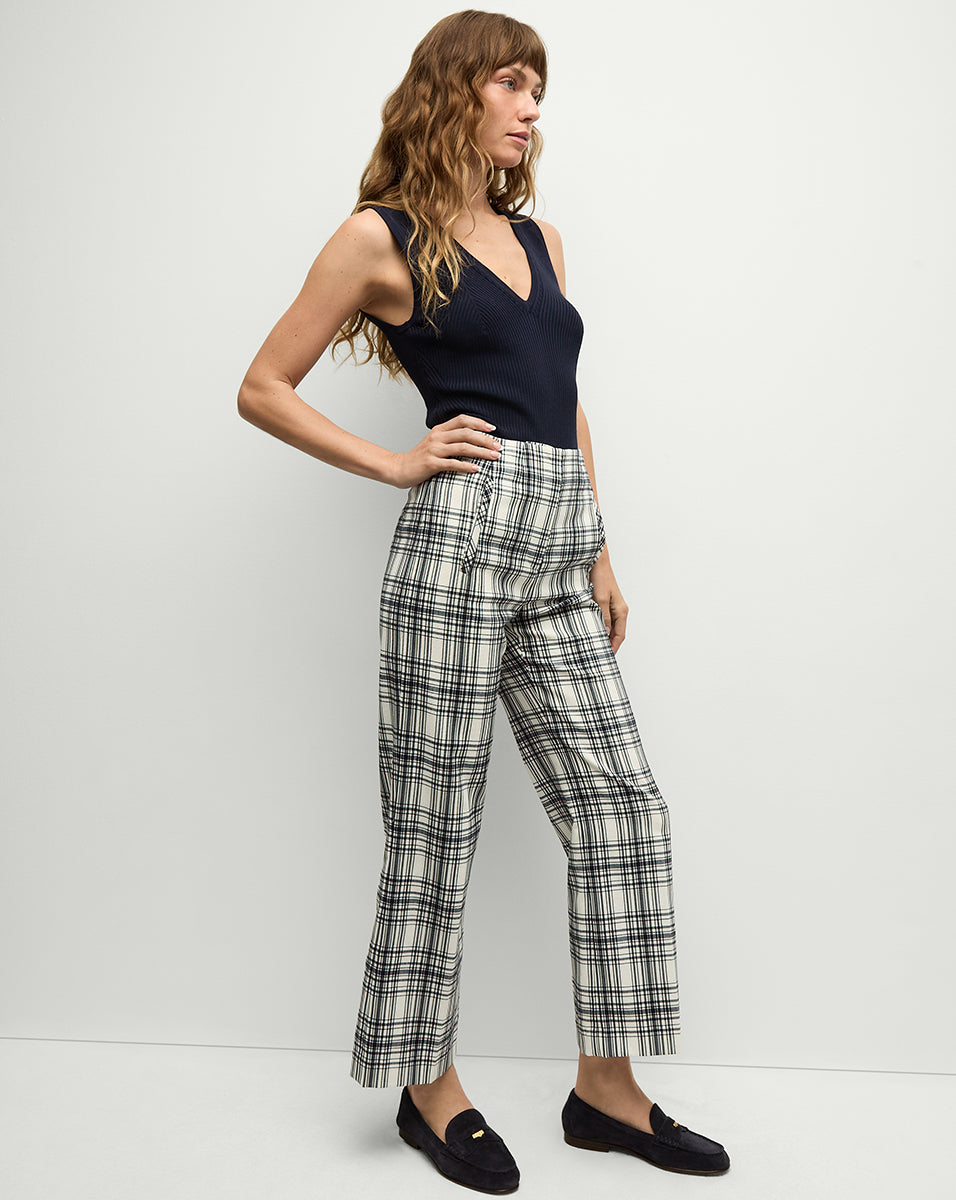 High-Rise Wide-Leg Plaid Pants for Women | Dova Pant