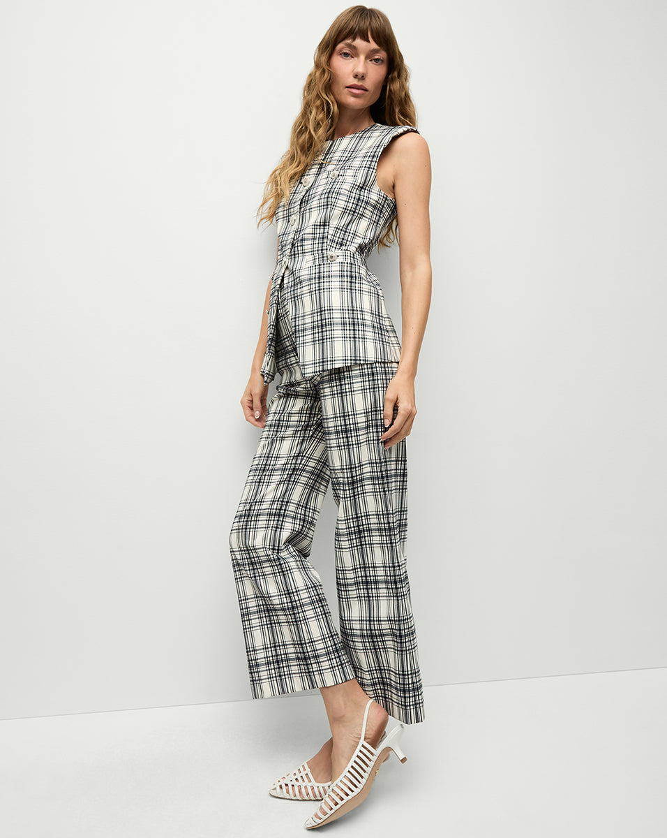 High-Rise Wide-Leg Plaid Pants for Women | Dova Pant