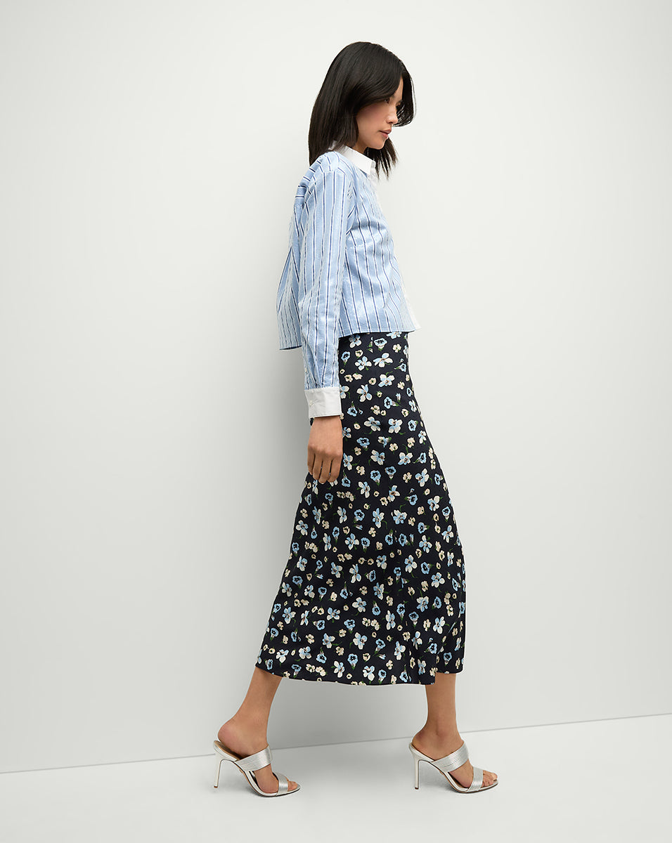 Stretch-Silk Floral Skirt with Zip Closure | Clover