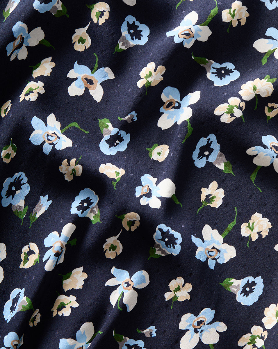 Stretch-Silk Floral Skirt with Zip Closure | Clover