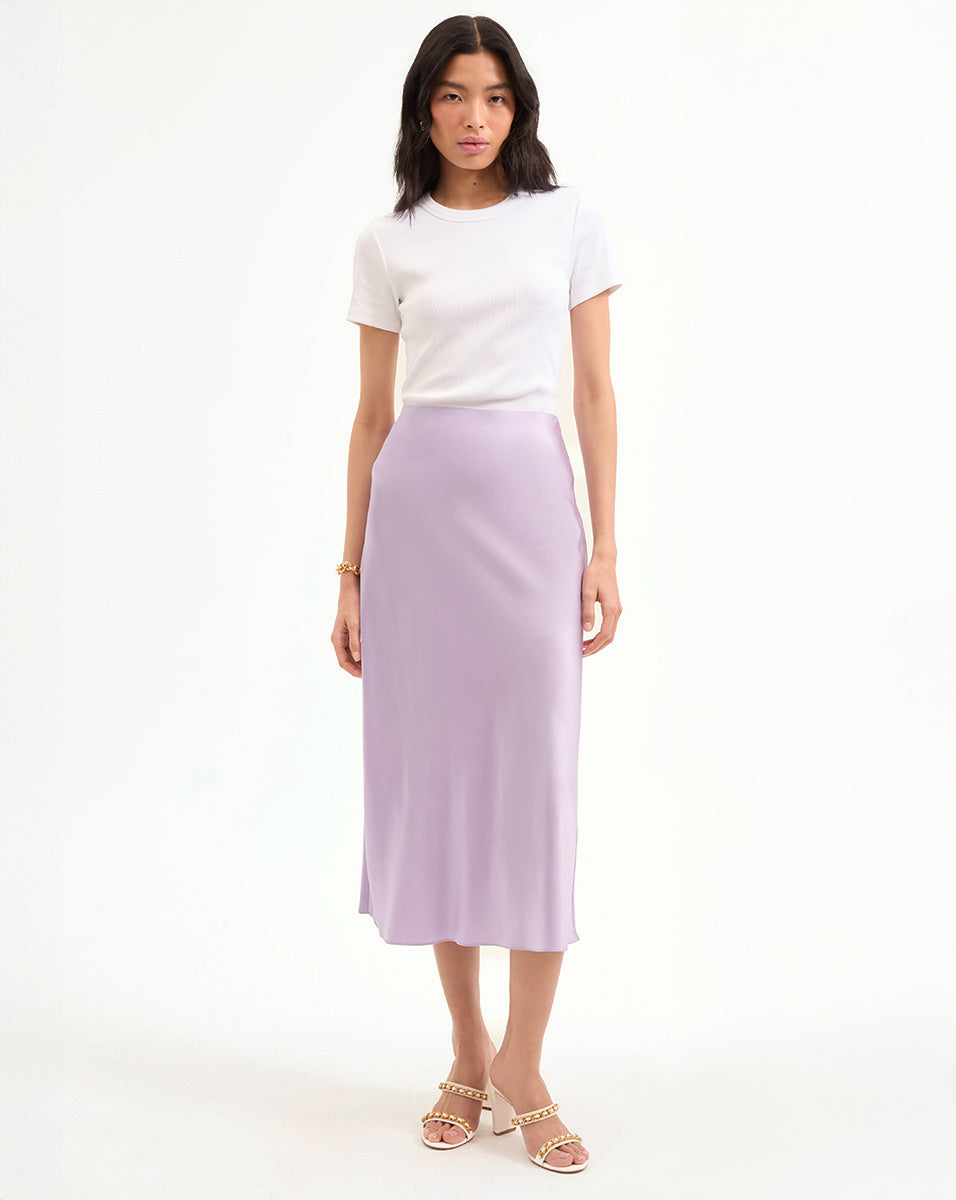 Stretch-Silk Slip Skirt with Midi Silhouette | Clover