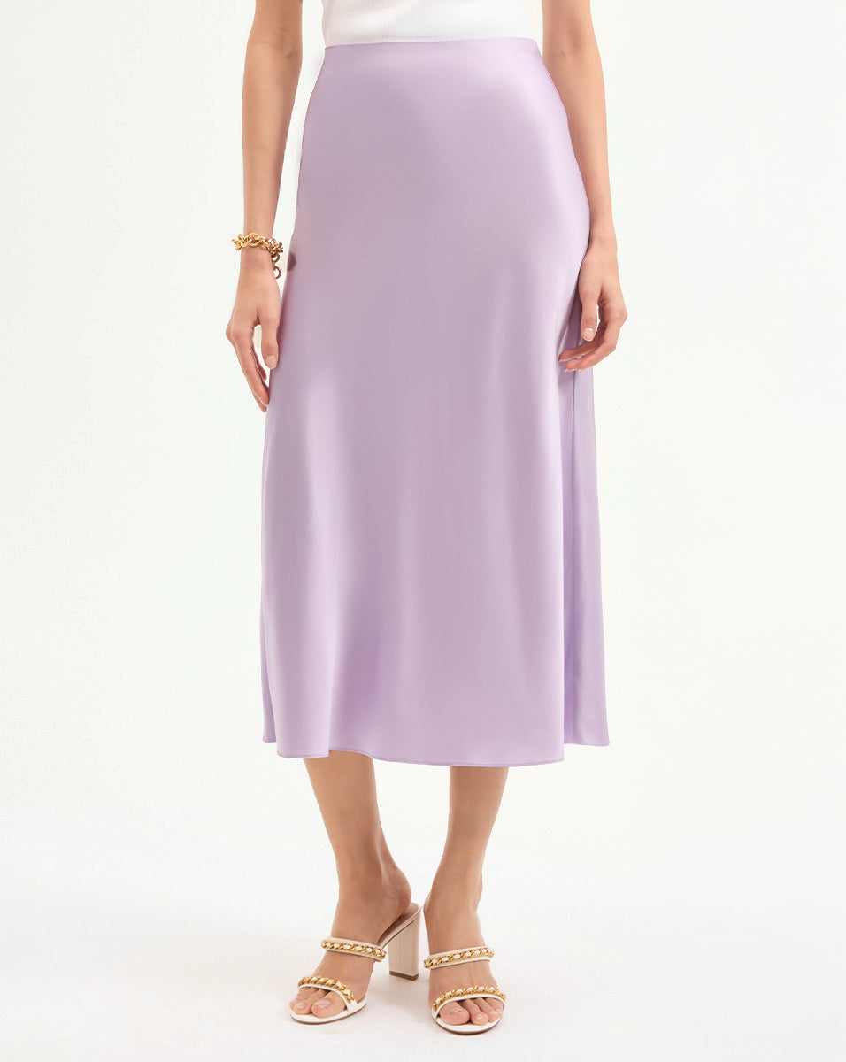 Stretch-Silk Slip Skirt with Midi Silhouette | Clover