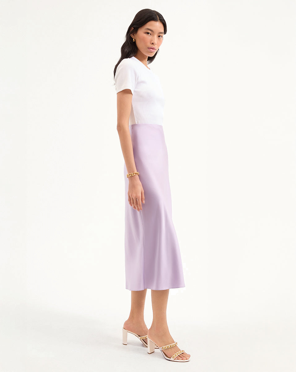 Stretch-Silk Slip Skirt with Midi Silhouette | Clover