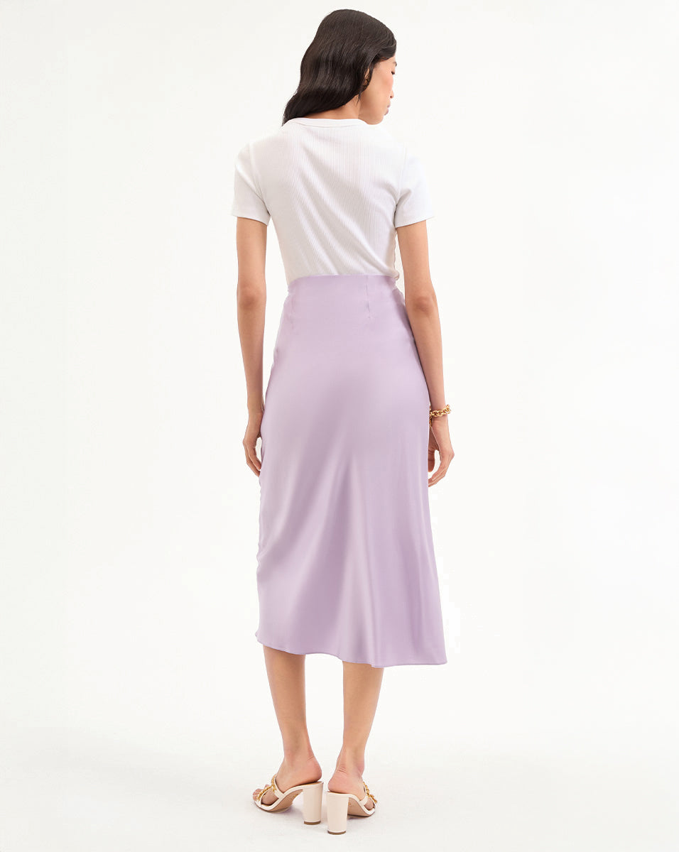 Stretch-Silk Slip Skirt with Midi Silhouette | Clover