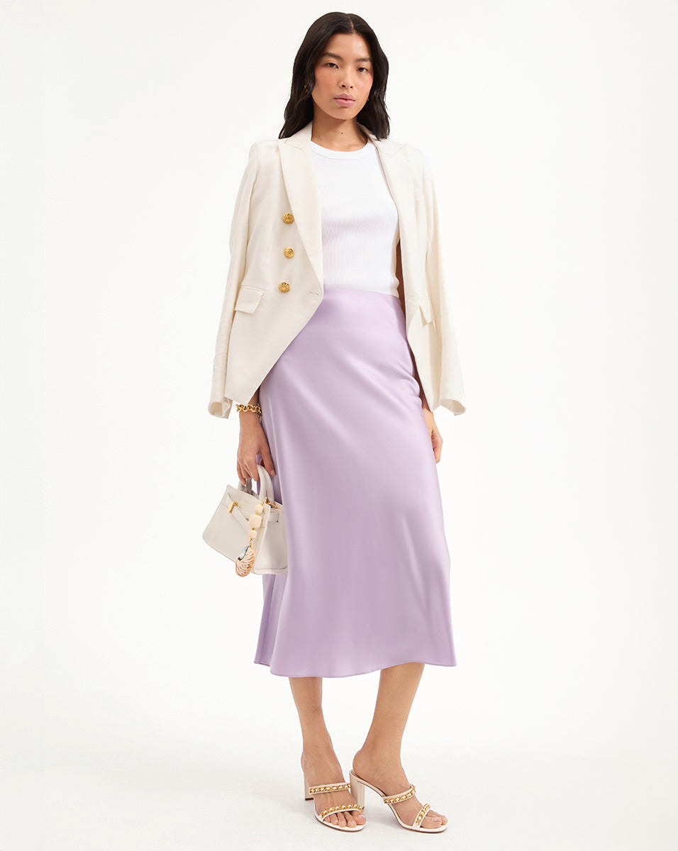 Stretch-Silk Slip Skirt with Midi Silhouette | Clover