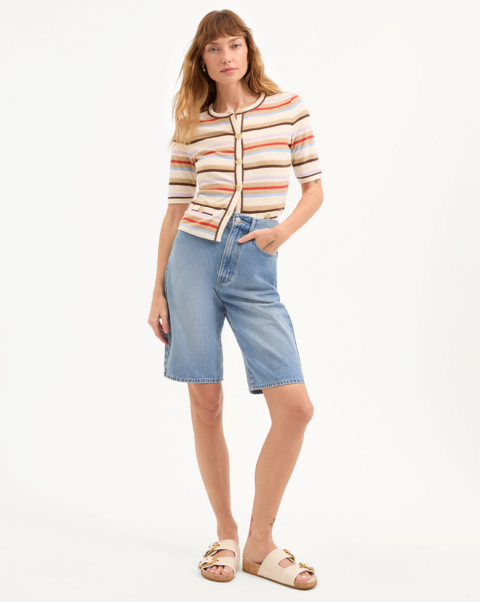 Longline Denim Shorts for Women | High-Rise & Loose Fit