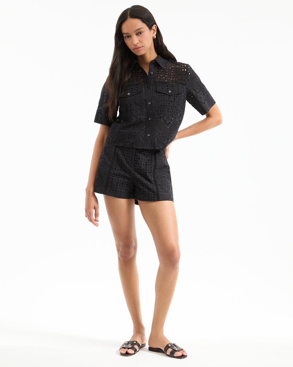 Eyelet Cotton Shorts for Women | Fabian Relaxed Weekend Style