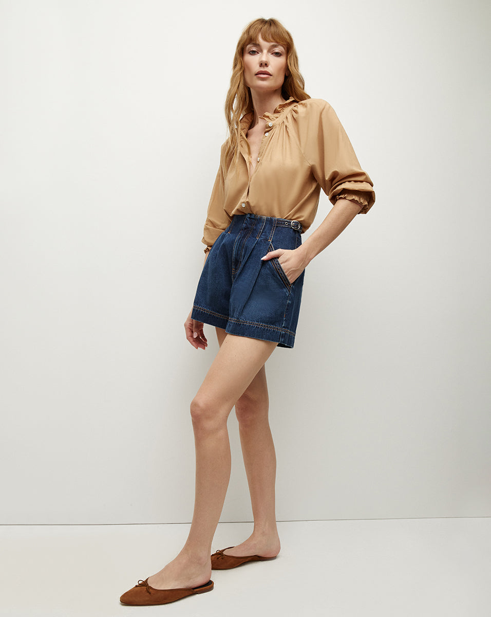 Relaxed A-Line Denim Shorts for Women | Jaffe