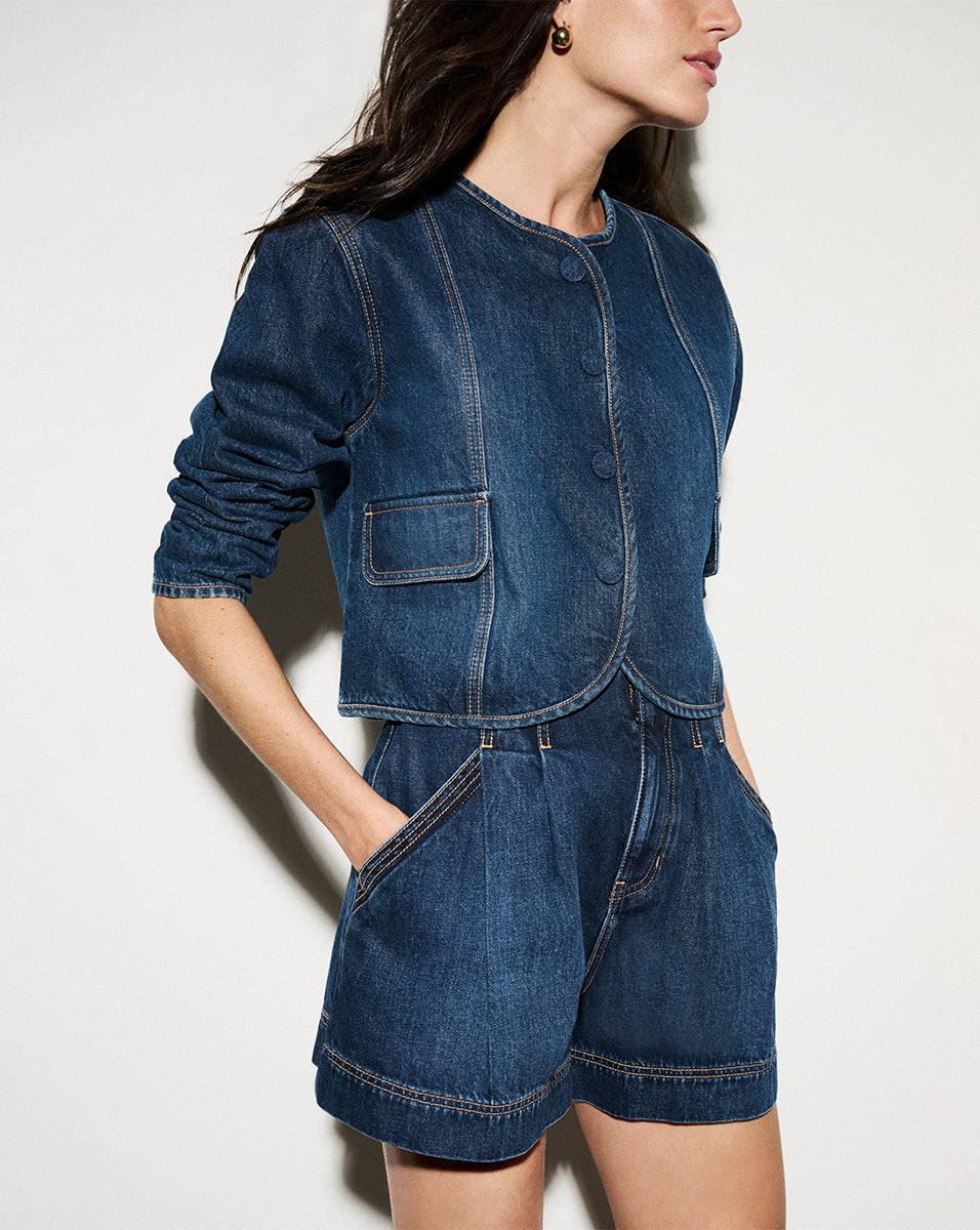 Relaxed A-Line Denim Shorts for Women | Jaffe