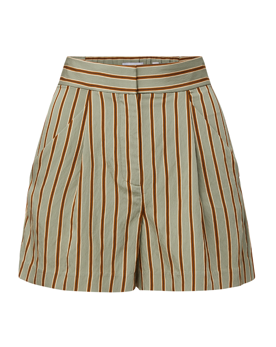 High-Waisted Striped Shorts with Elastic Waistband | Elbe