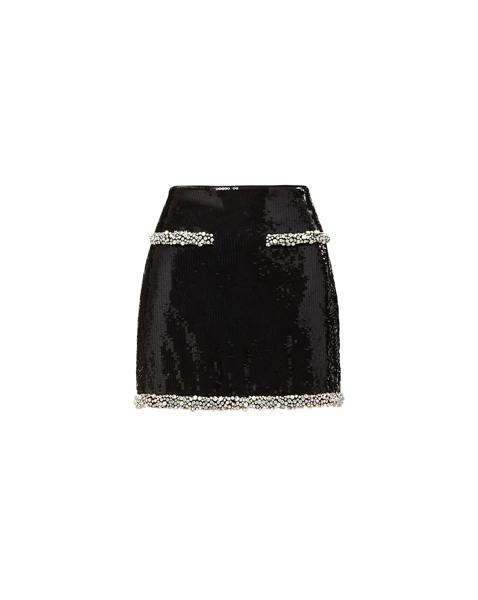 Sequined Mini Skirt with Pearl & Rhinestone Trim | Perry