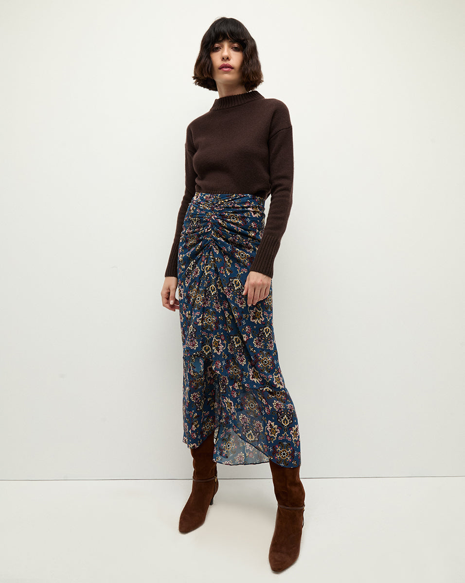 Silk Ruched Tulip Skirt for Women | Sira