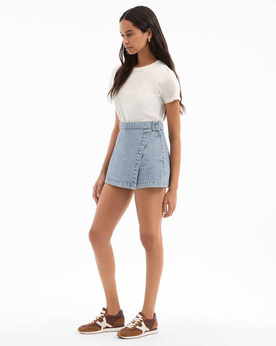 Wrap Skirt Shorts for Women | Premium Japanese Denim Skort | Diaz
