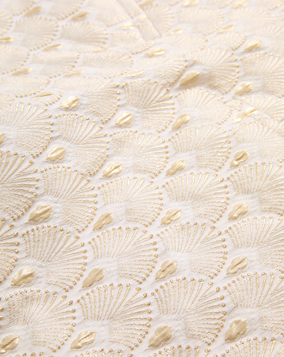 Gold-Print High Waist Shorts with Scallop Detail | Jazmin
