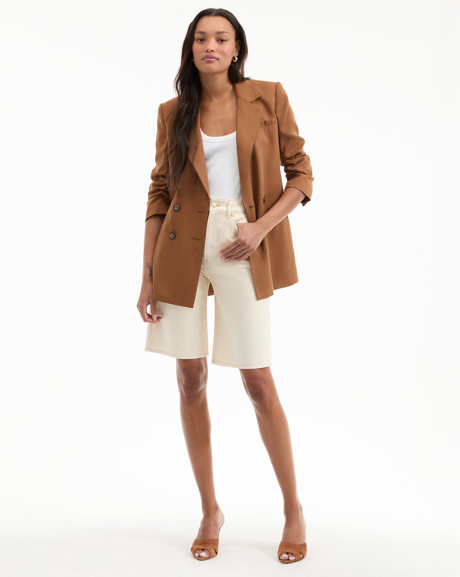Longline Denim Shorts for Women | High-Rise & Loose Fit
