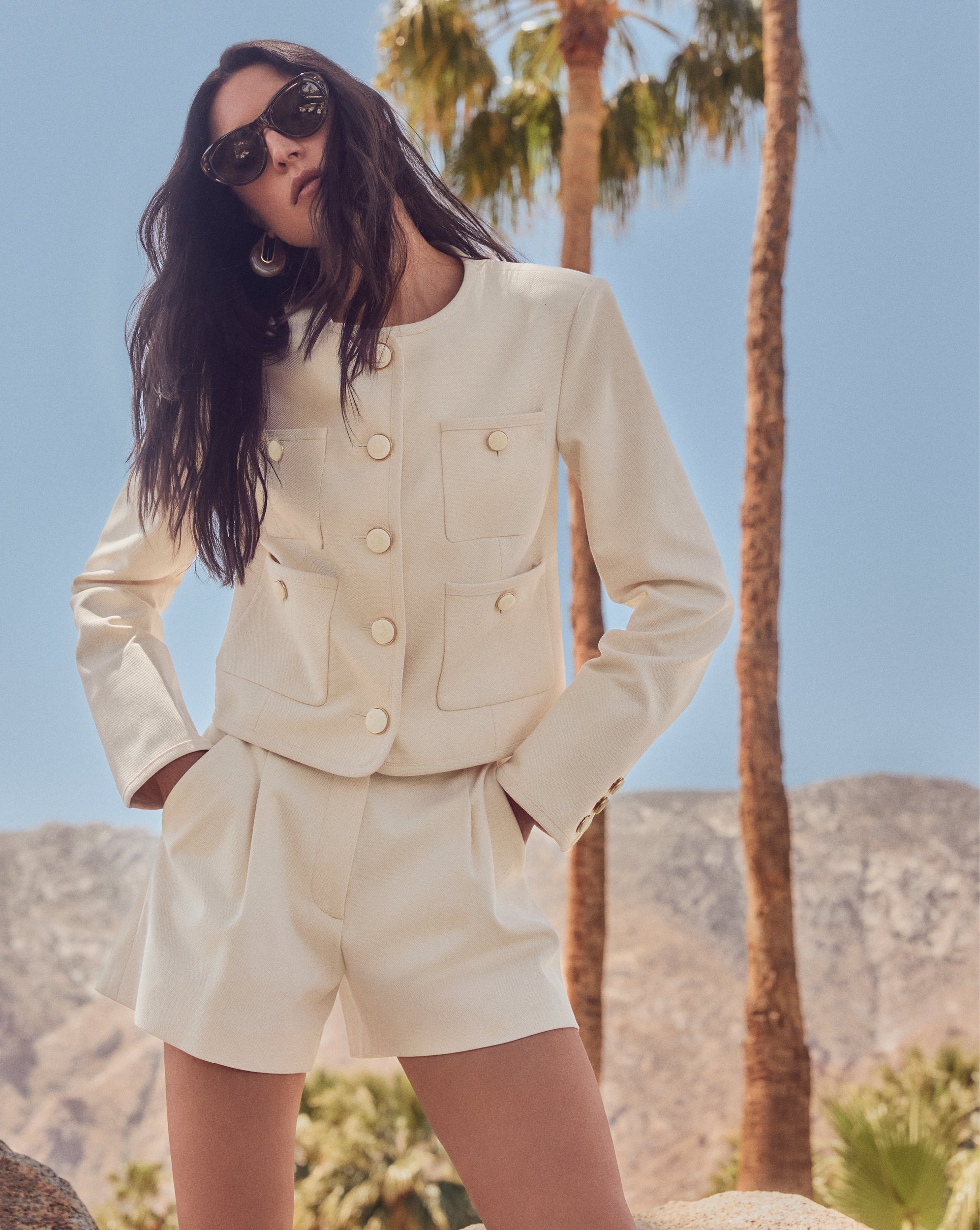 High Waist A-Line Shorts in Stretch Cotton | Devina Short
