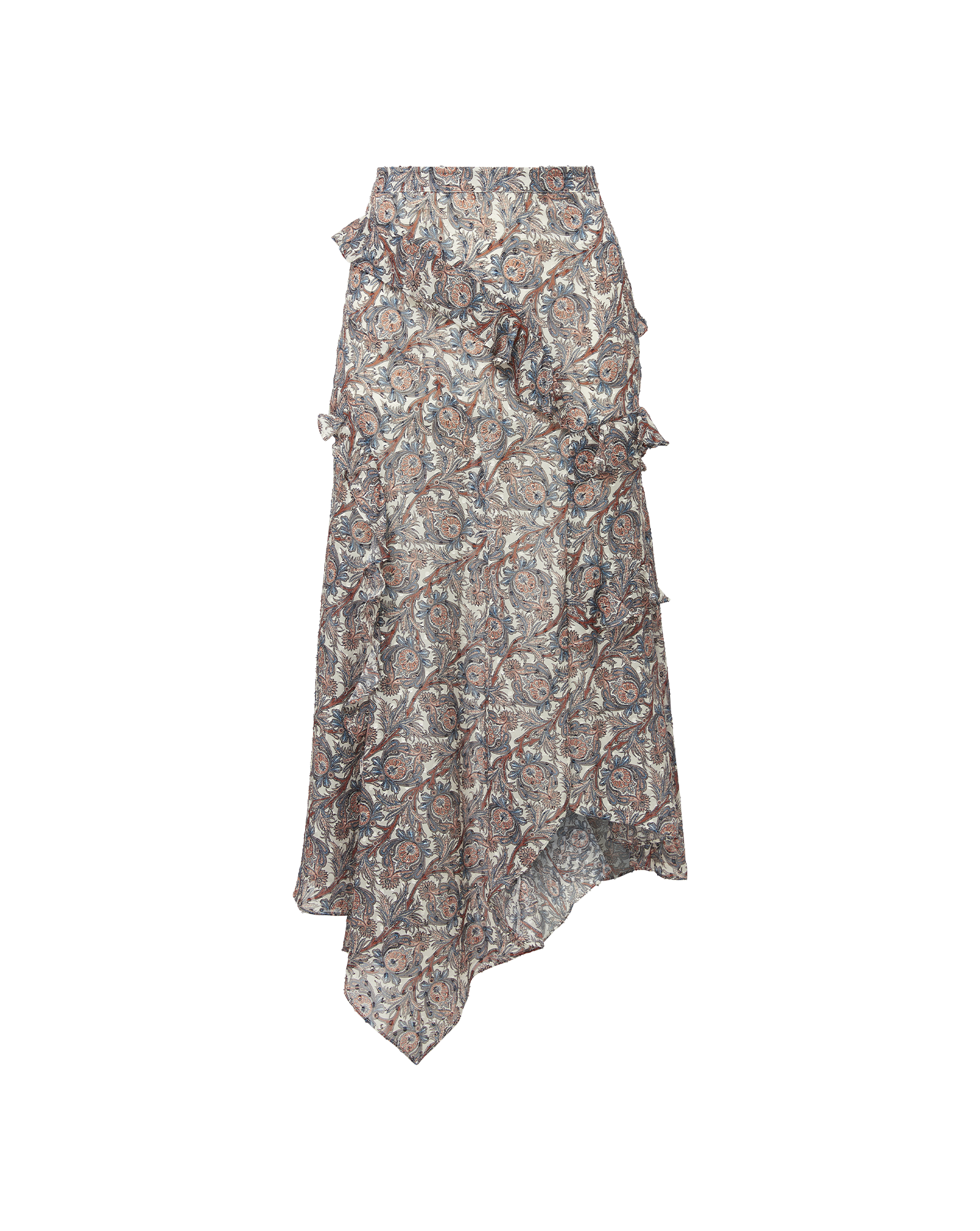 Silk Midi Skirt with Ruffles & Handkerchief Hem | Eleonora