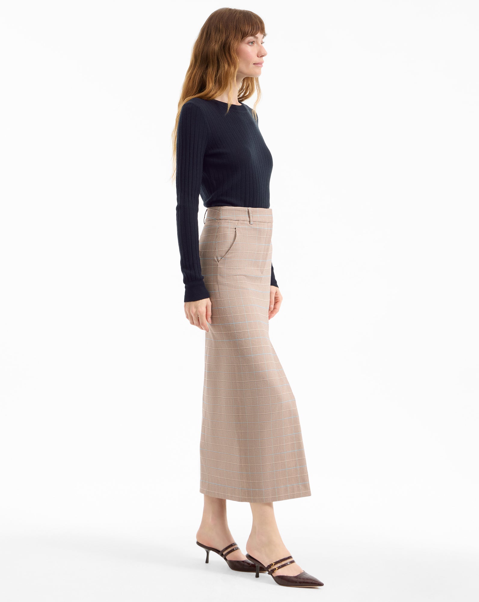 High Waist Maxi Skirt with Front Slit | Maxine Tailored Skirt