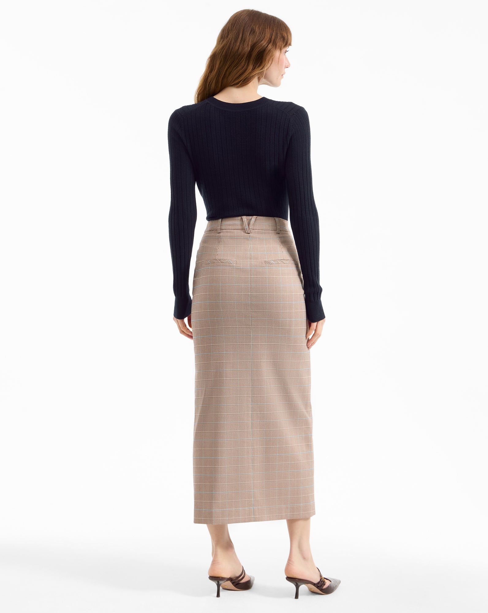High Waist Maxi Skirt with Front Slit | Maxine Tailored Skirt