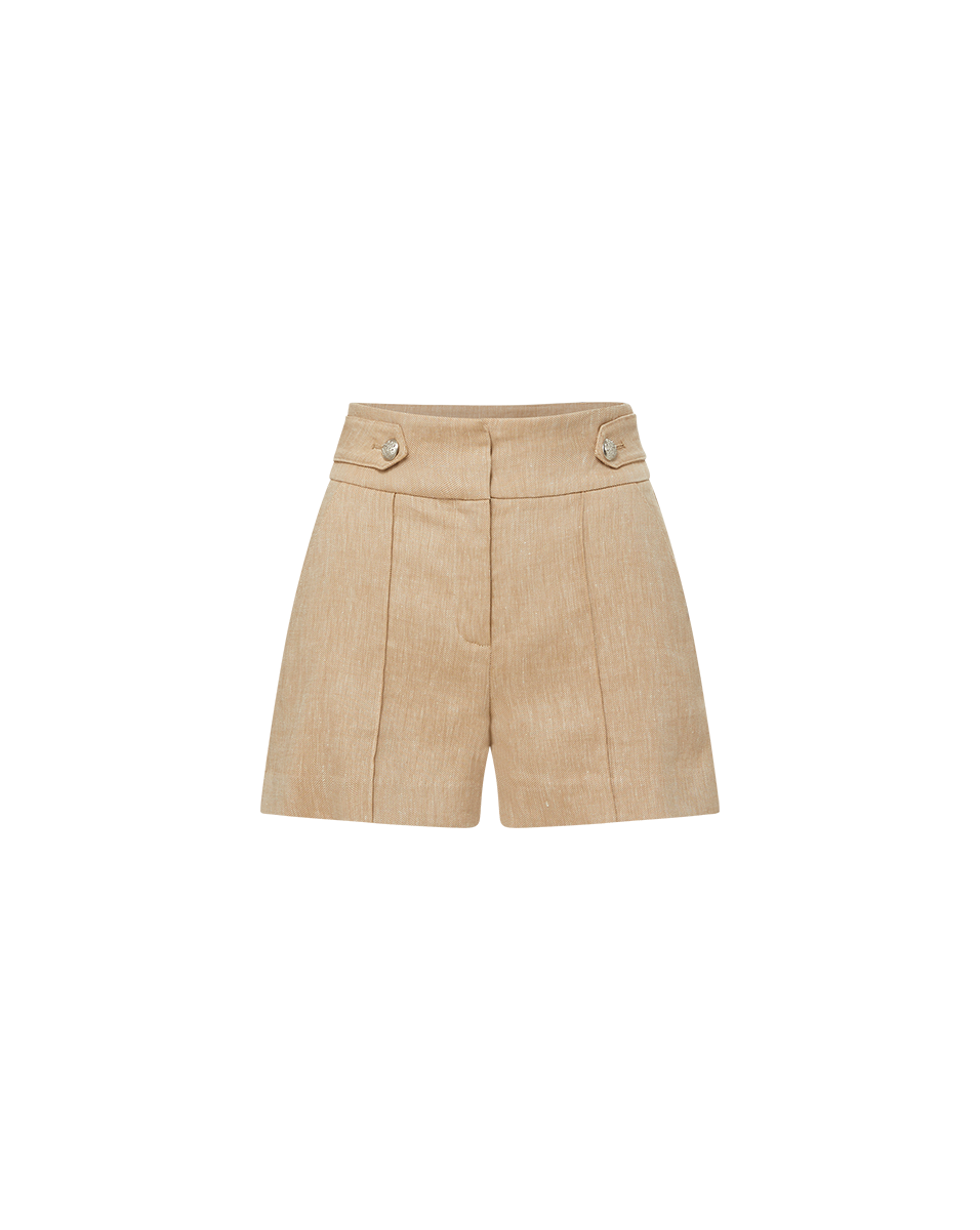 High-Rise Relaxed Linen Shorts with Pleats | Runo