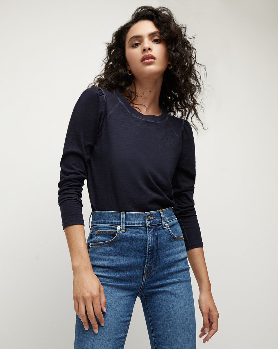 Faded Navy Baseball Tee with Raglan Sleeves | Mason 100% Cotton