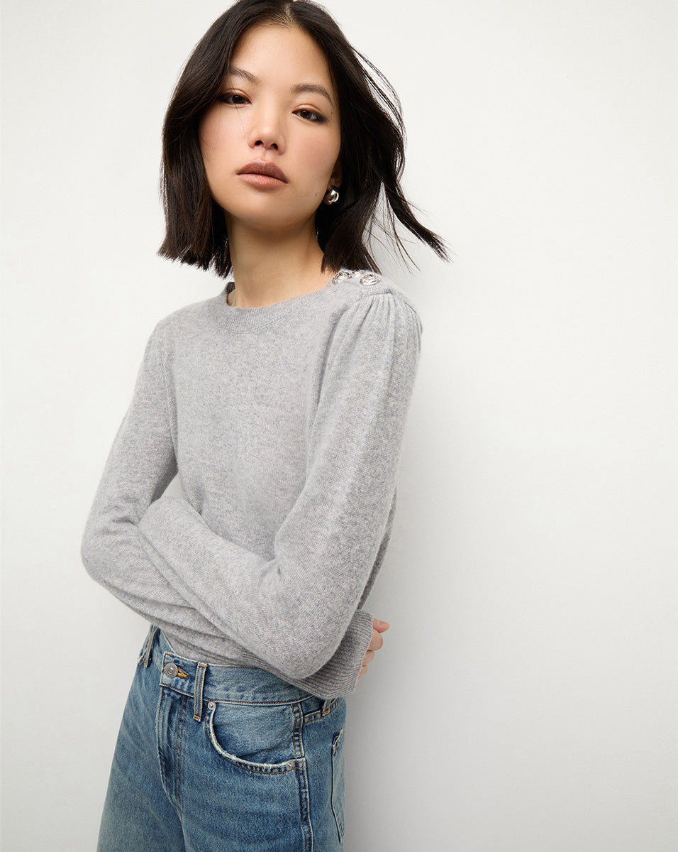 Luxury Cashmere Sweater with Button Accent | Nelia Pullover