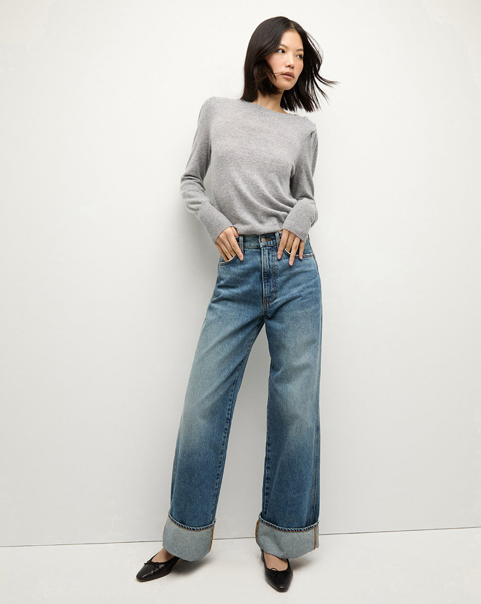 Luxury Cashmere Sweater with Button Accent | Nelia Pullover