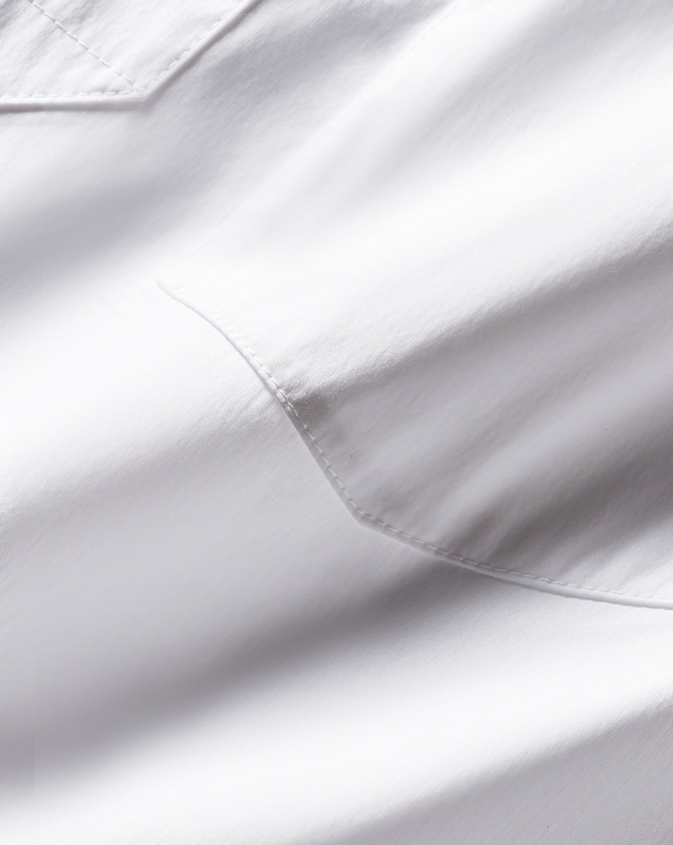 Relaxed Cotton Poplin Top with V-Neck & Patch Pocket | Khai
