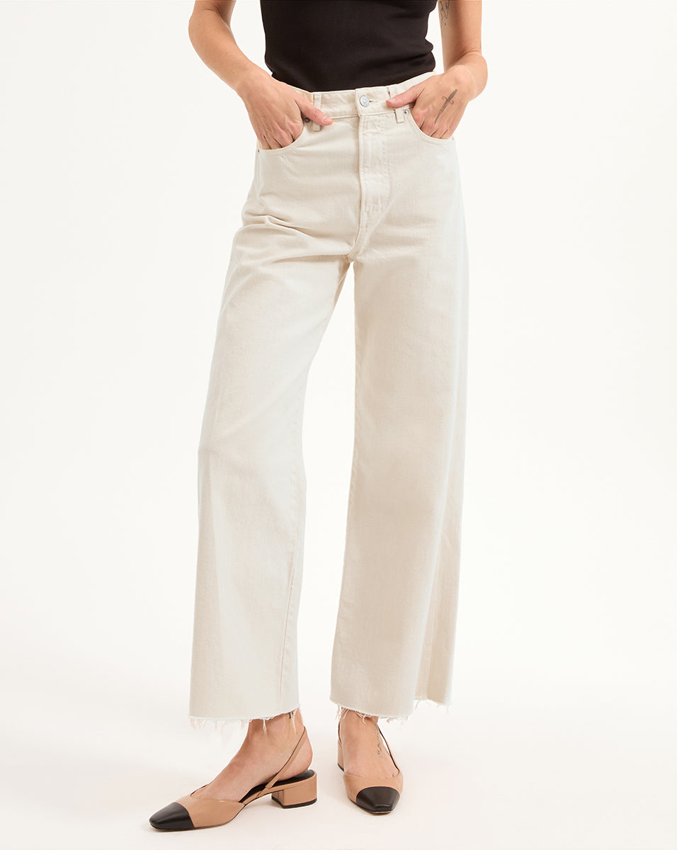 White Cropped Wide-Leg Jeans | High-Rise Japanese Denim | Taylor