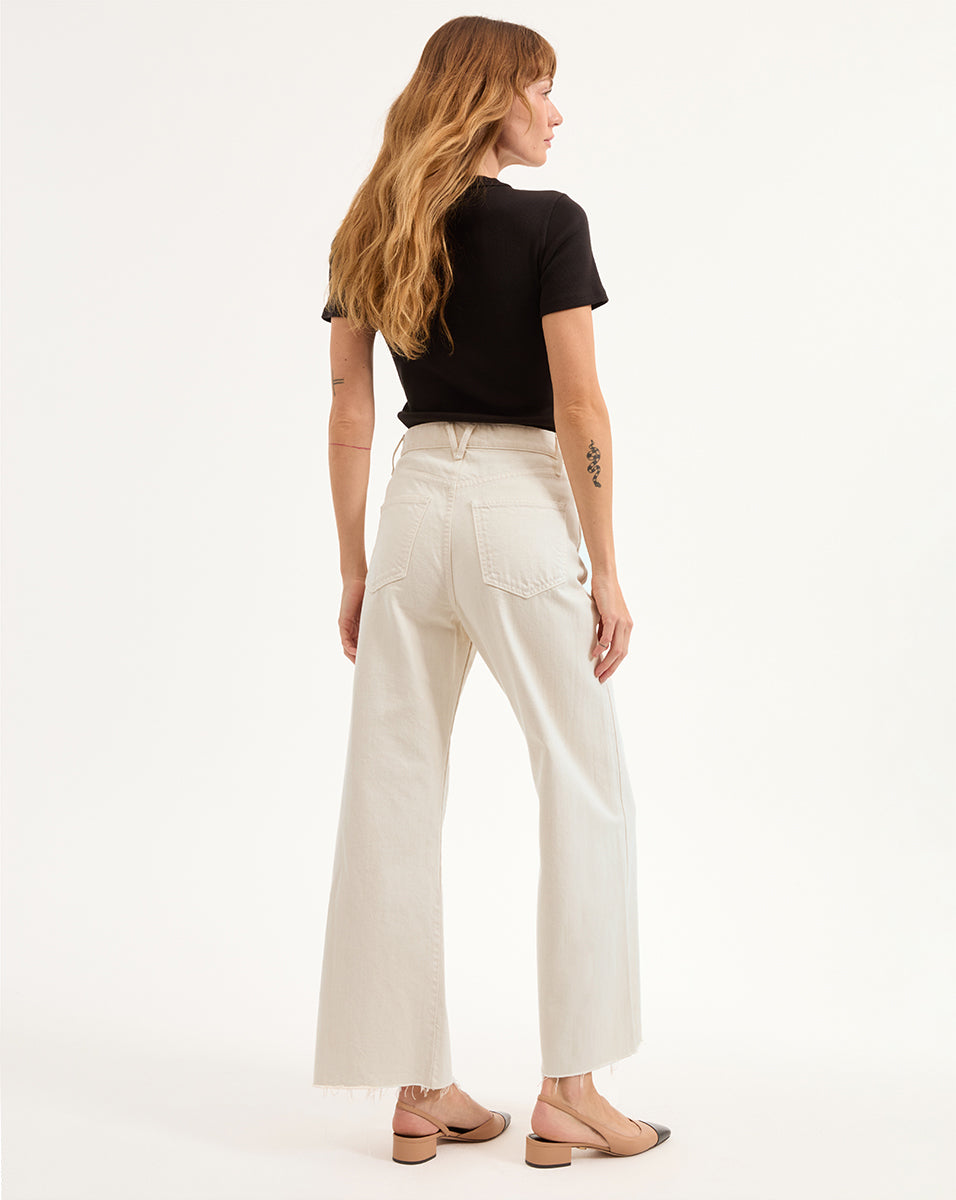 White Cropped Wide-Leg Jeans | High-Rise Japanese Denim | Taylor