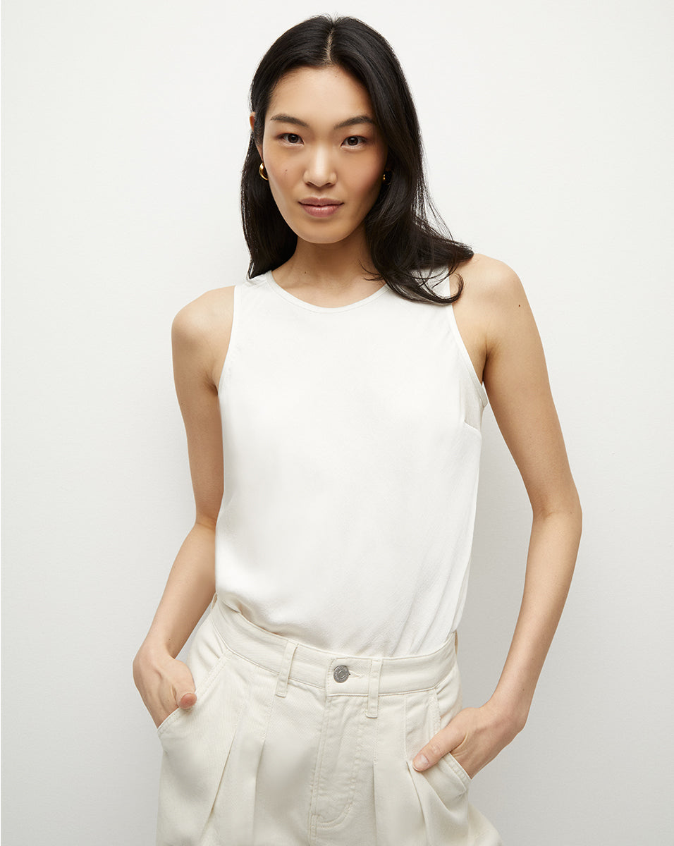 Crepe-Satin Tank Top for Women | Sabrina Lightweight Blouse