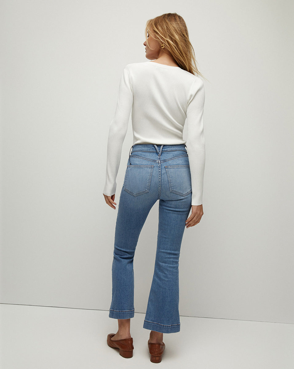 High-Rise Kick-Flare Jeans in Classic Black Wash | Carson