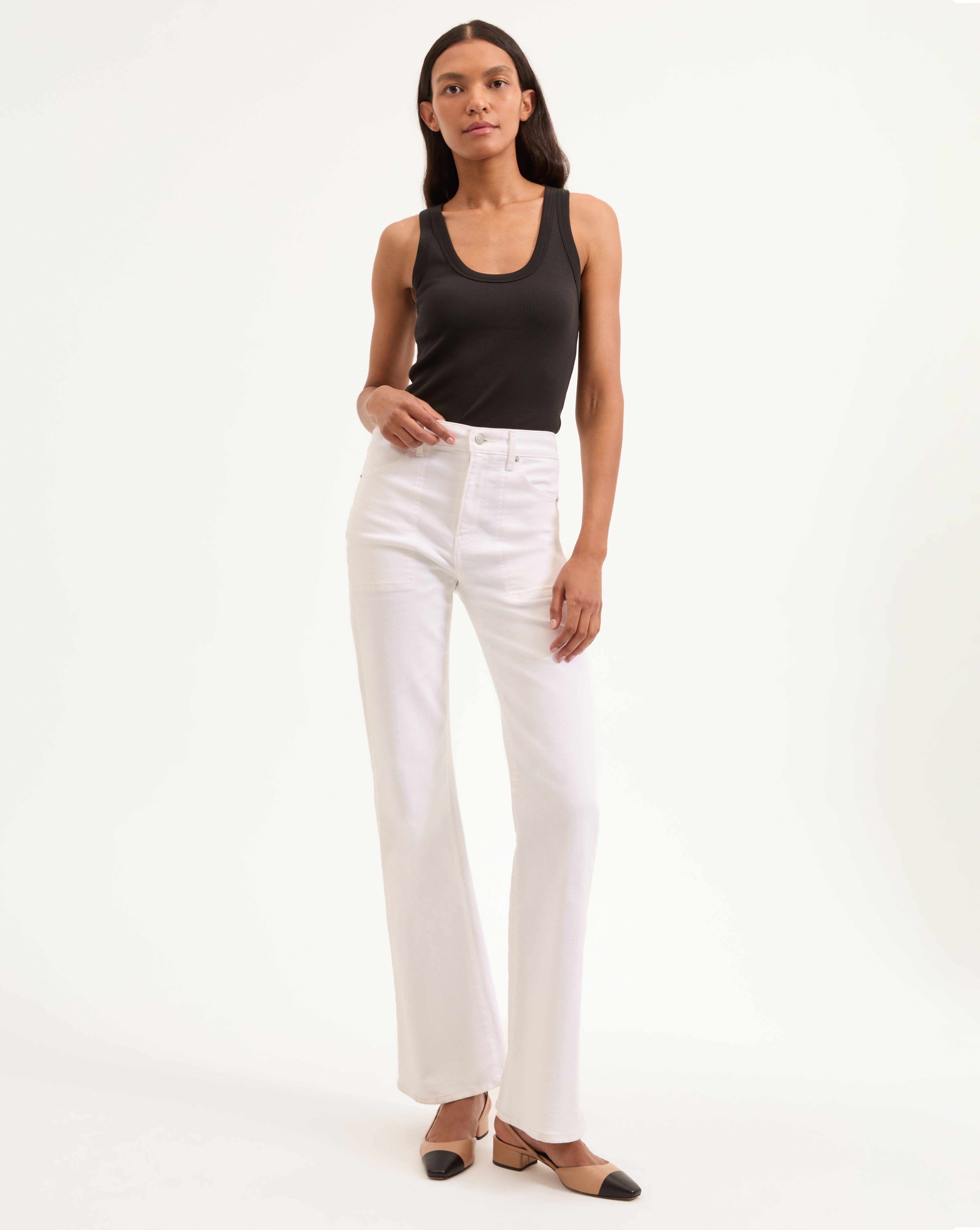 Ribbed Scoopneck Tank Top in Stretch Cotton | Birke