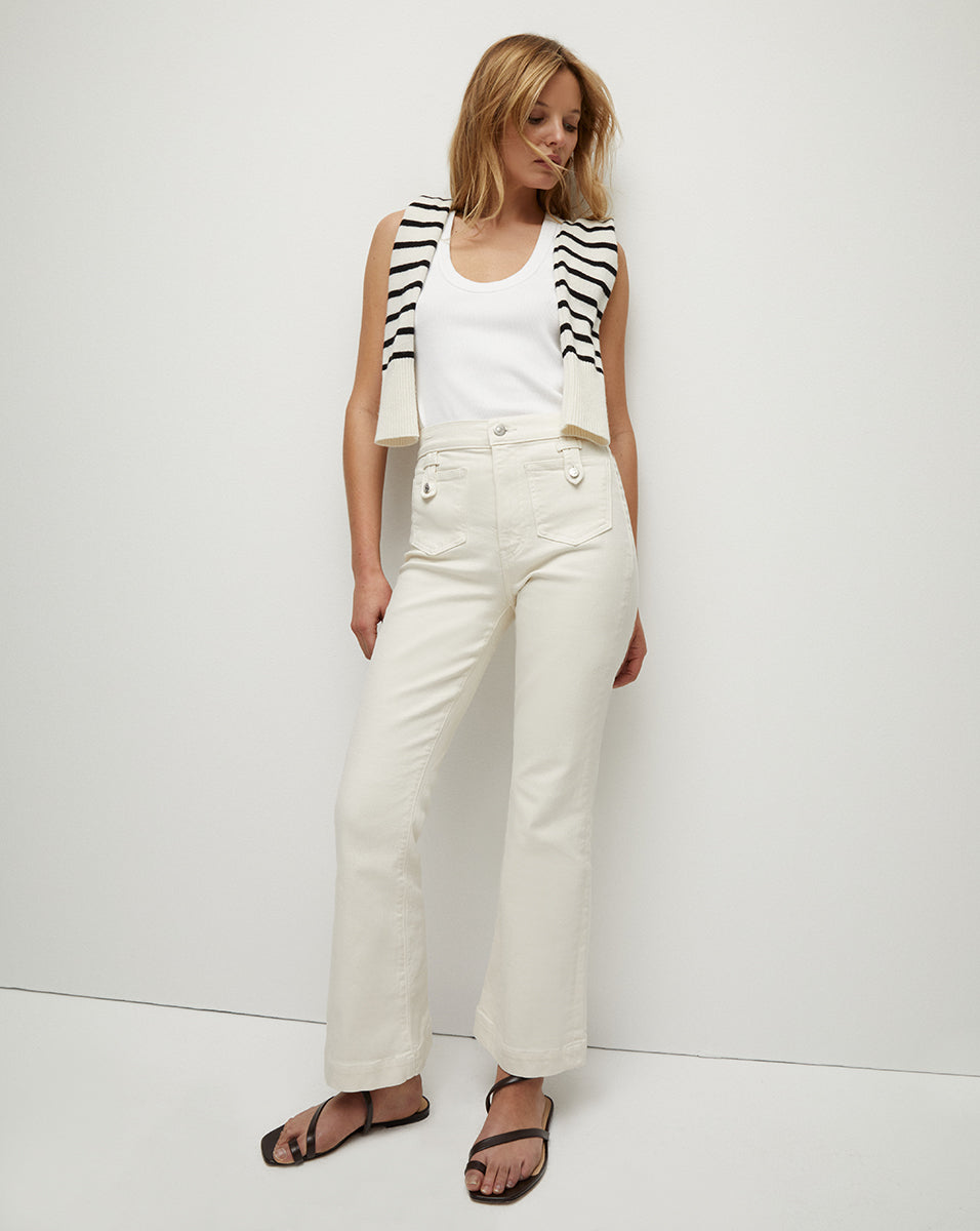 High-Rise Kick-Flare Jeans with Patch Pockets | Carson Denim