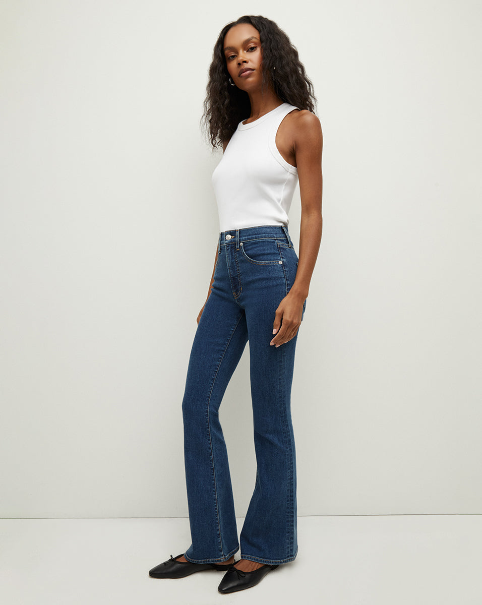 High-Rise Skinny-Flare Jeans in Italian Denim | Beverly Loafer