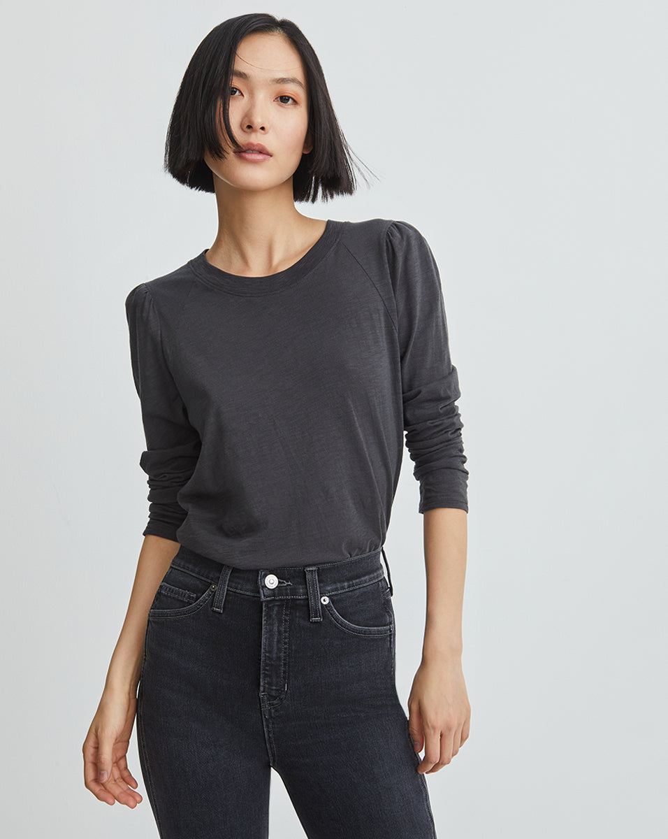 Women's Pima Cotton Baseball T-Shirt with Puffed Shoulders | Mason