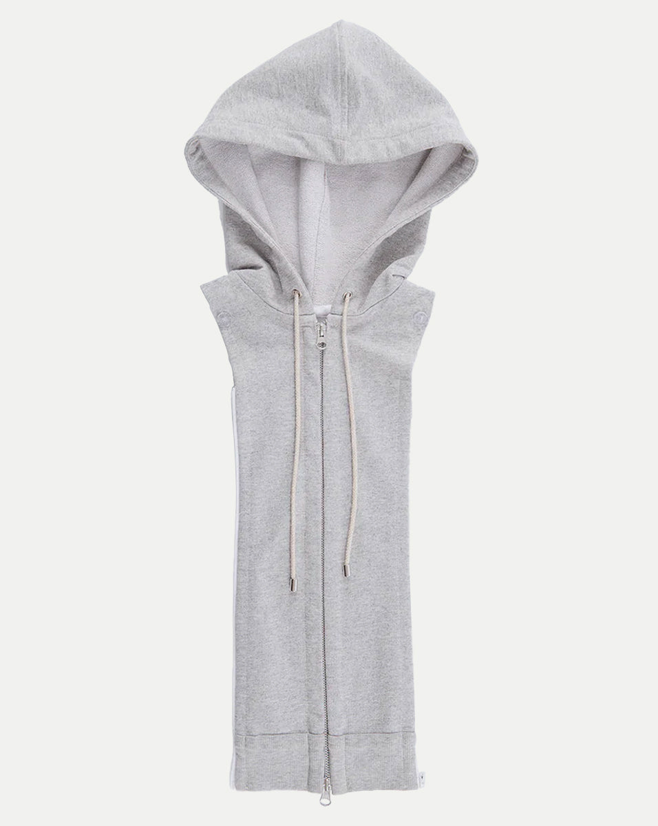 Grey French Terry Hoodie Dickey with Adjustable Drawstrings | VB