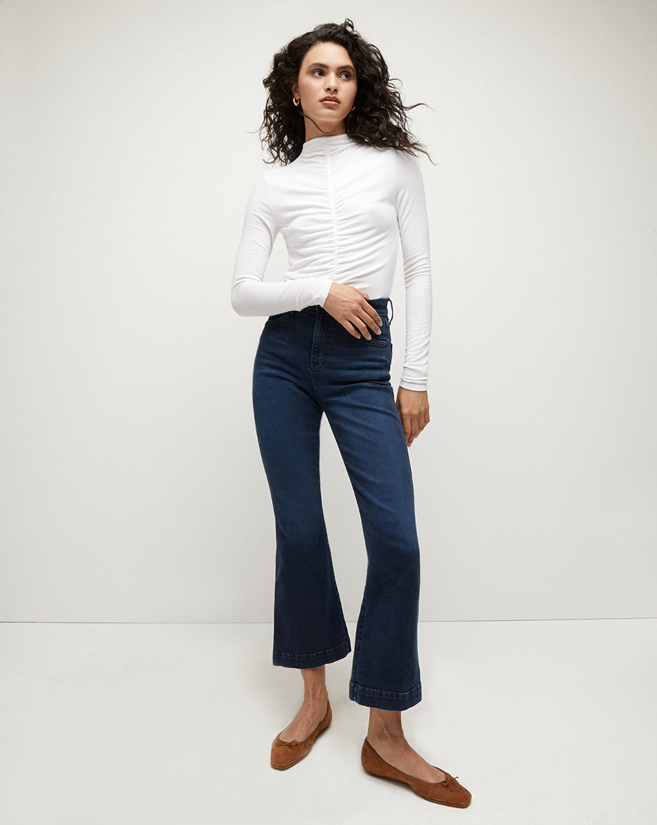 Ruched Turtleneck Top for Women | Soft-Stretch Modal Blend
