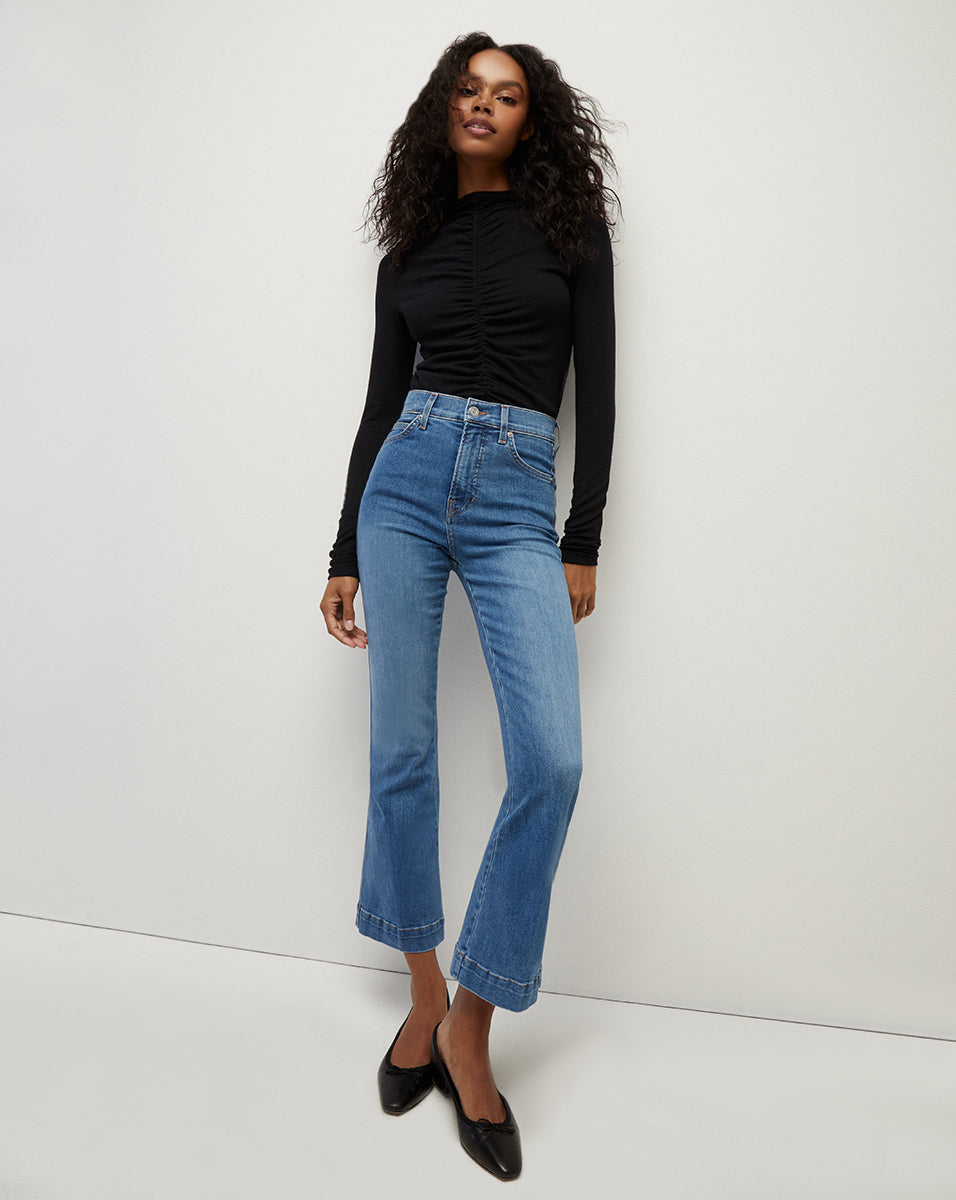 Ruched Turtleneck Top for Women | Soft-Stretch Modal Blend
