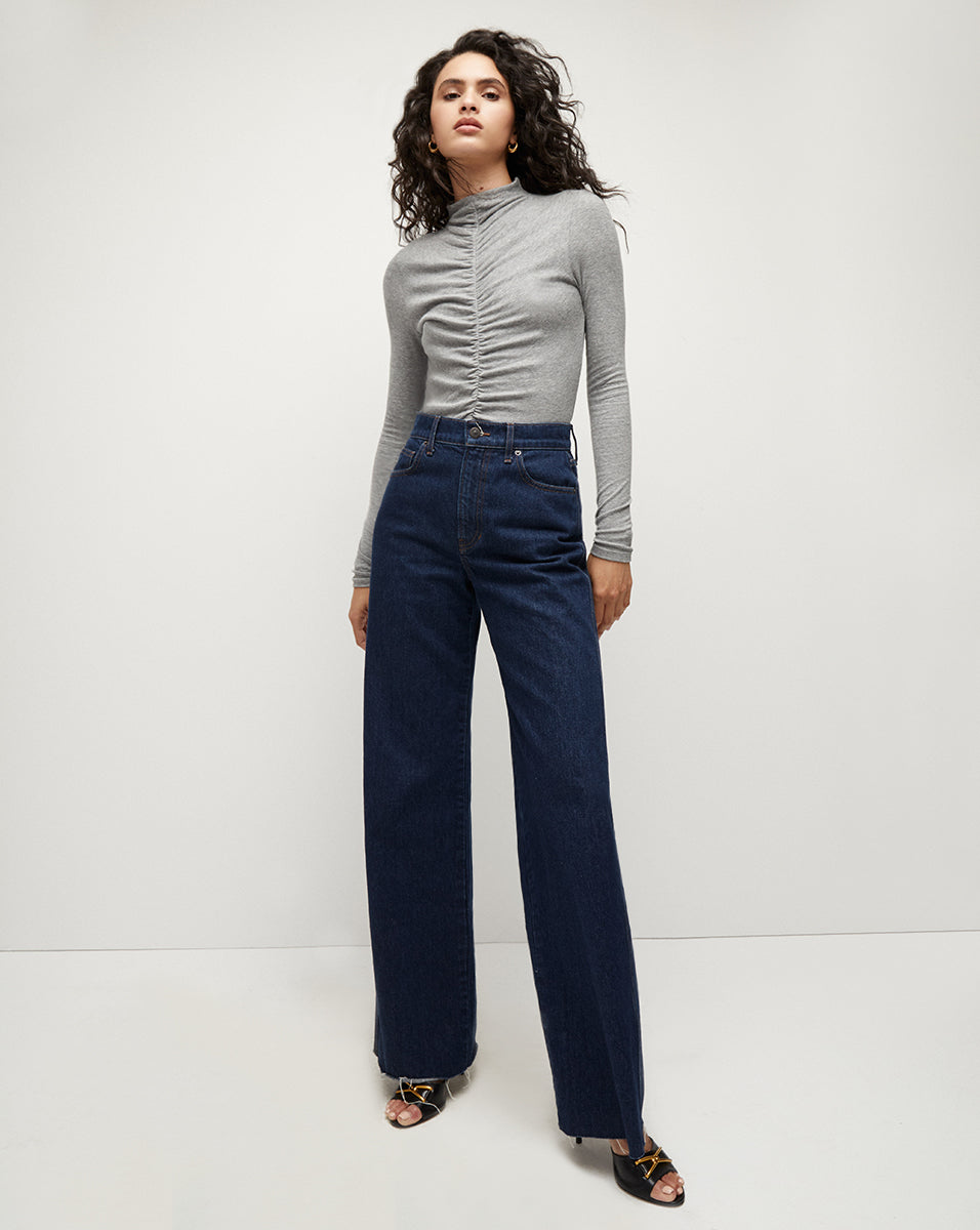 Ruched Turtleneck Top for Women | Soft-Stretch Modal Blend