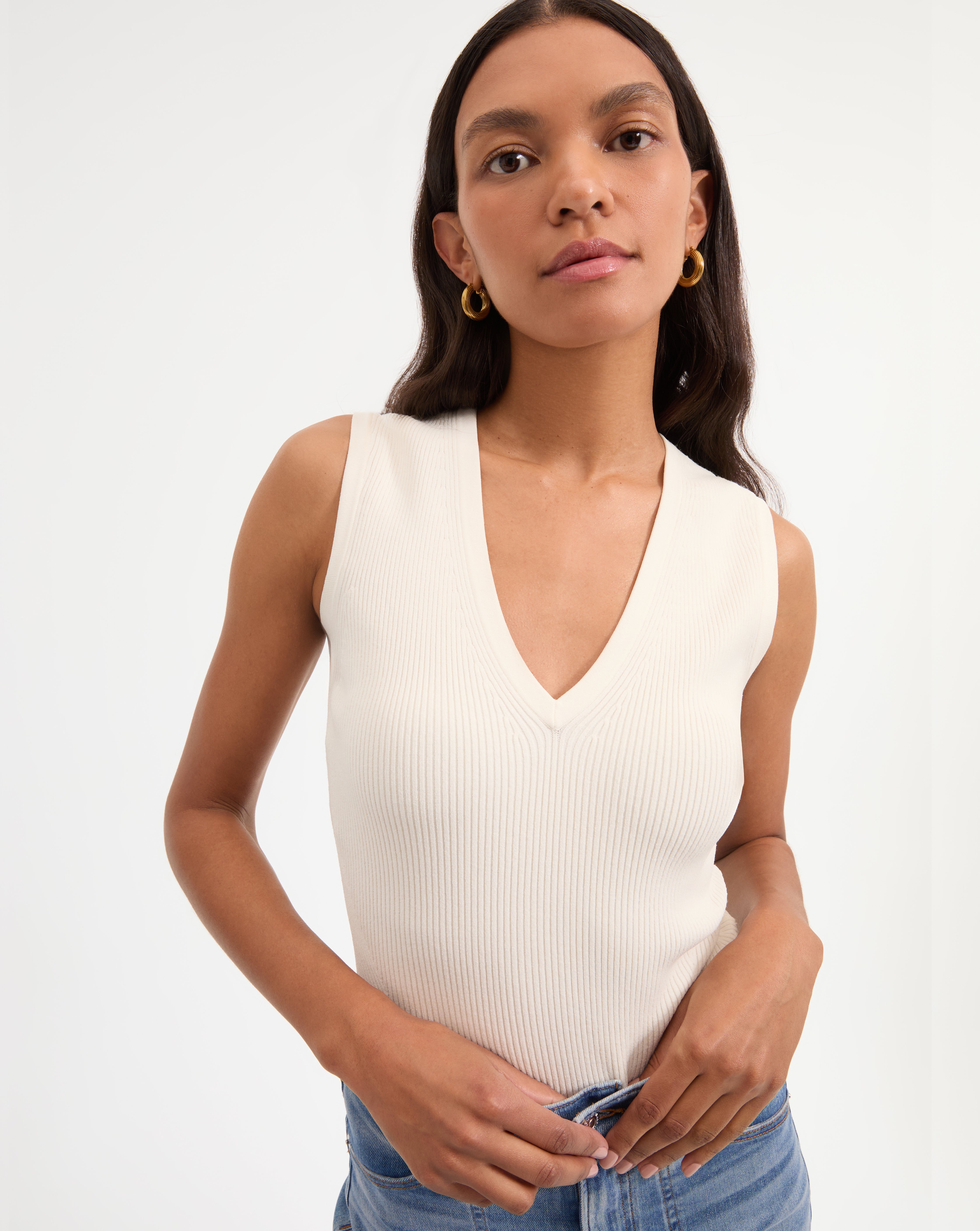 Ribbed Viscose Knit Tank Top for Women | Sid