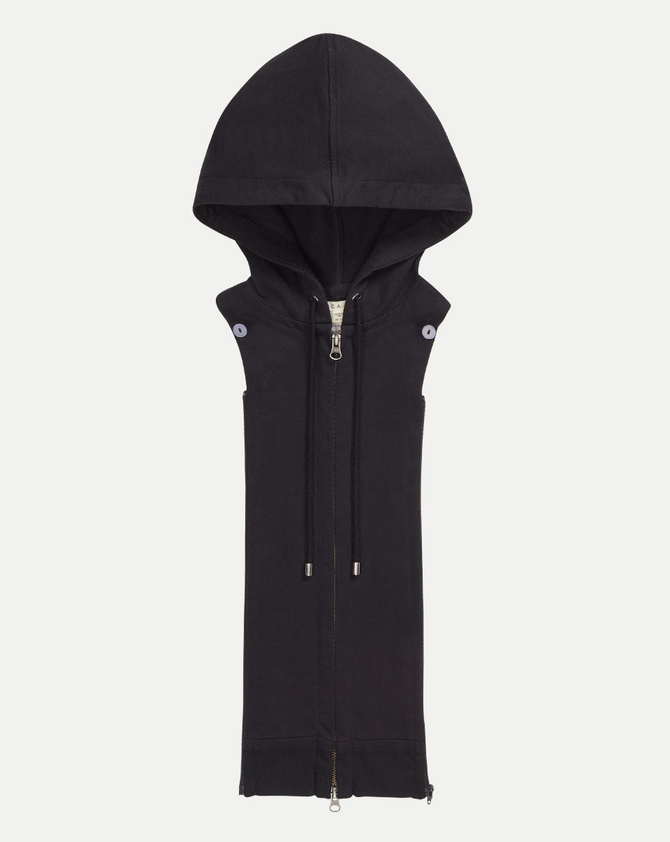 Grey French Terry Hoodie Dickey with Adjustable Drawstrings | VB