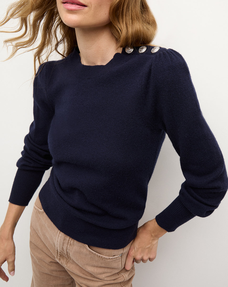 Luxury Cashmere Sweater with Button Accent | Nelia Pullover