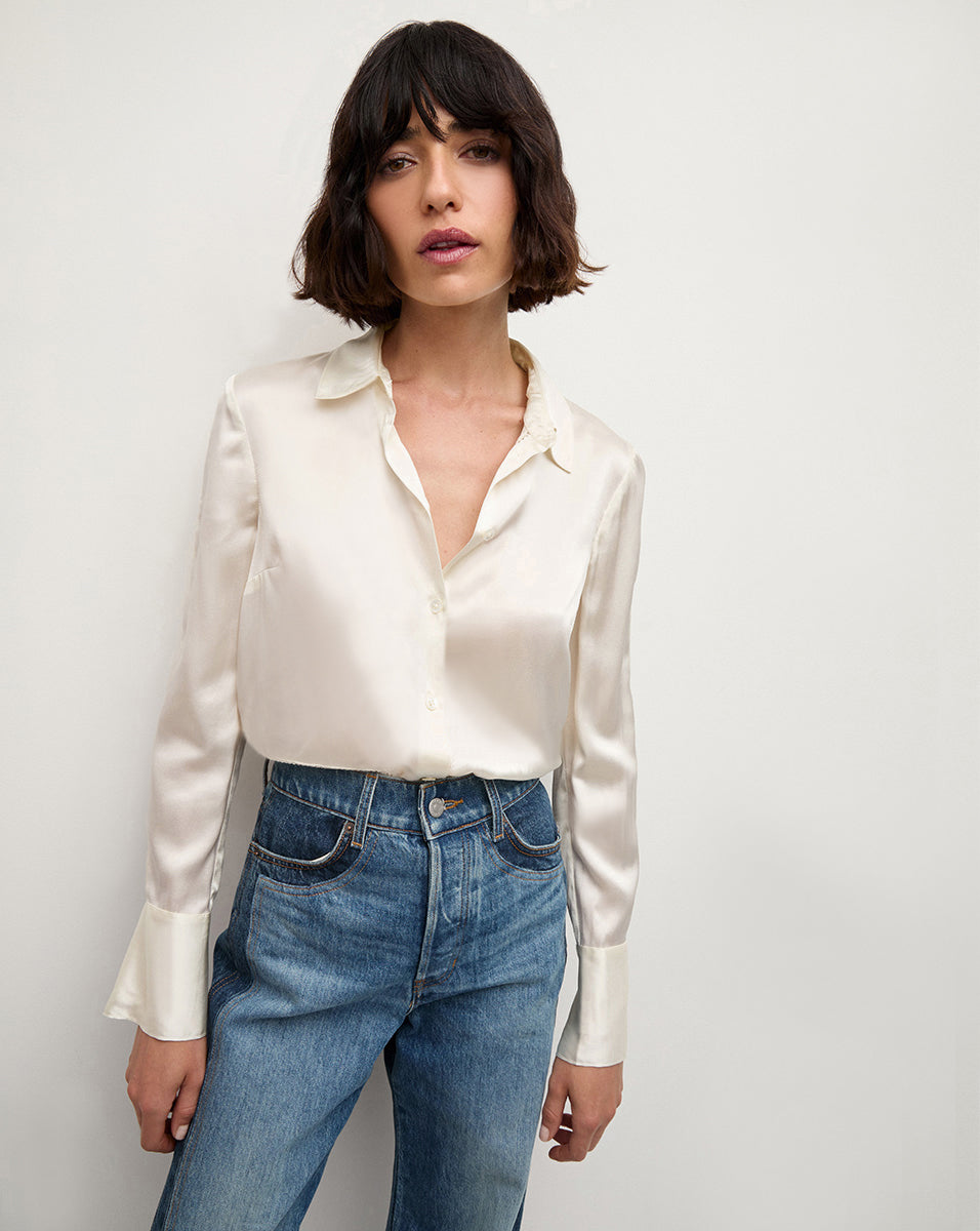 Silk Button-Down Shirt for Women | Monique Relaxed Fit