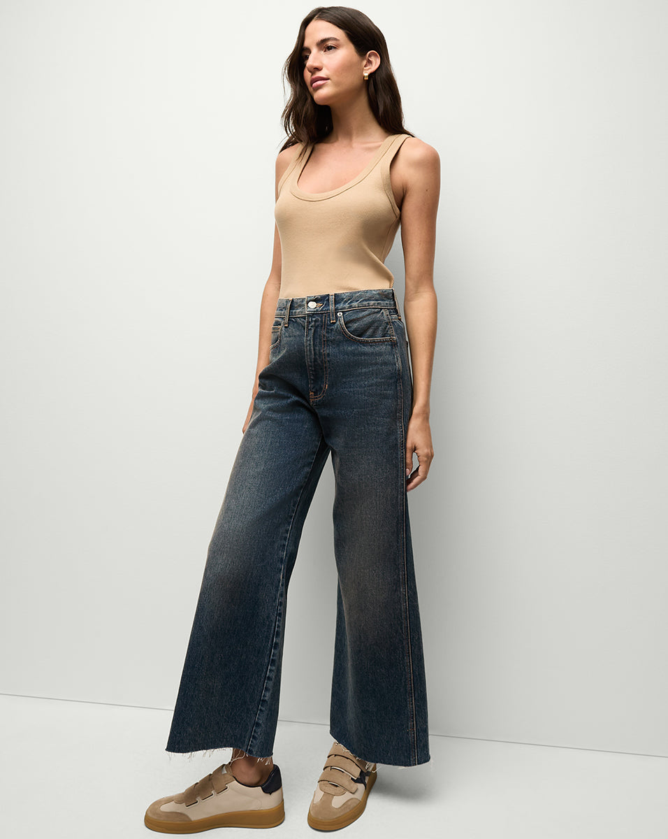 Ribbed Scoopneck Tank Top in Stretch Cotton | Birke