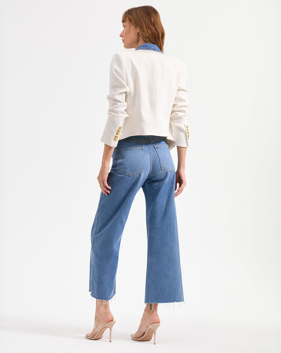 Stretch Cropped Blazer with Shoulder Pads | Hosanna Dickey Jacket