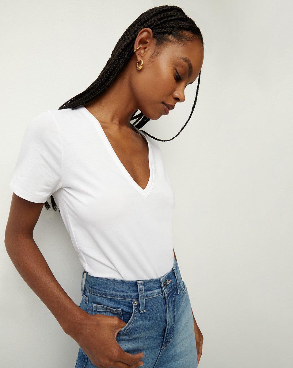 Soft V-Neck T-Shirt for Women | 100% Pima Cotton | Cindy
