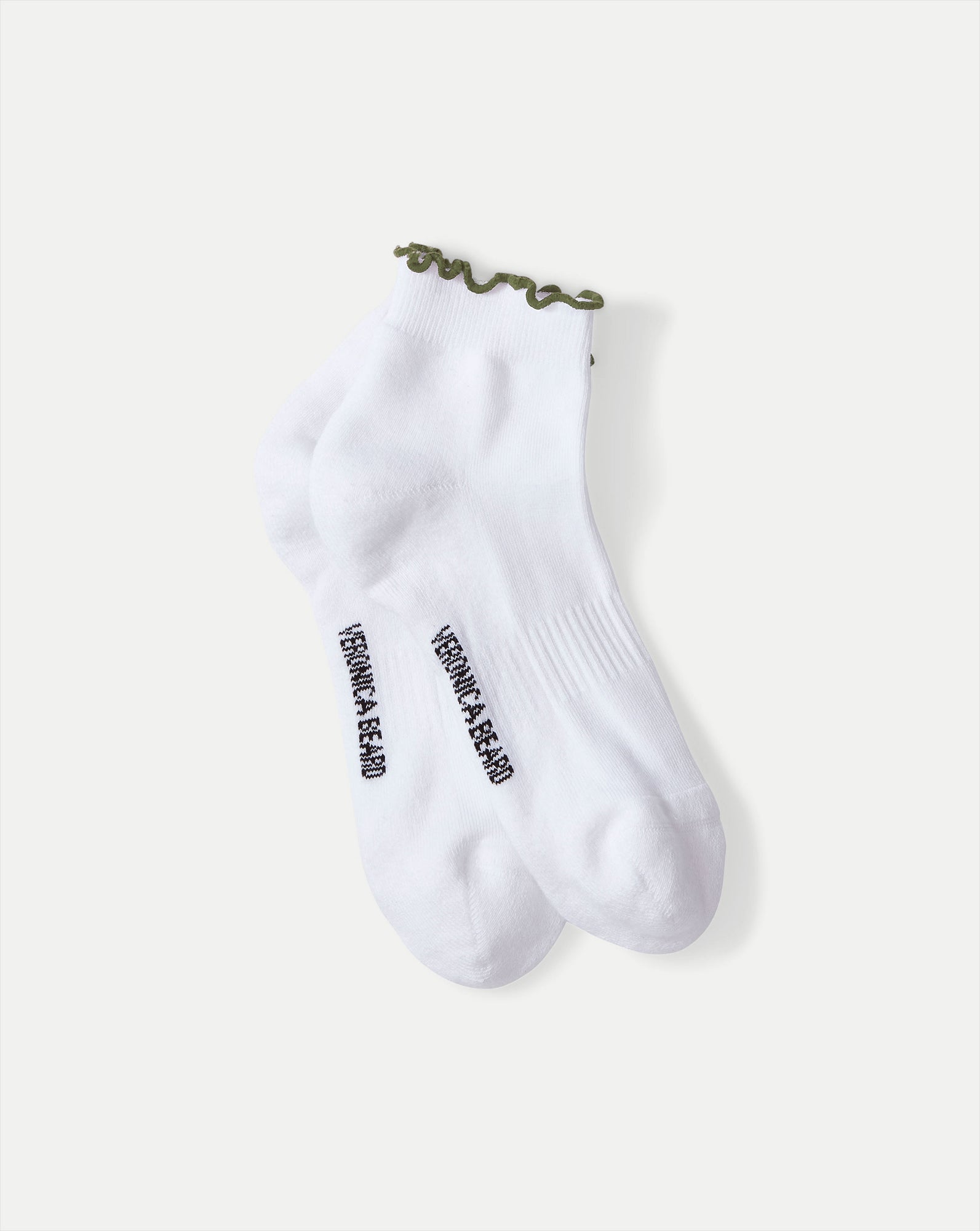 Ruffle Crew Socks with Burgundy Piping | Elizabeth Reid